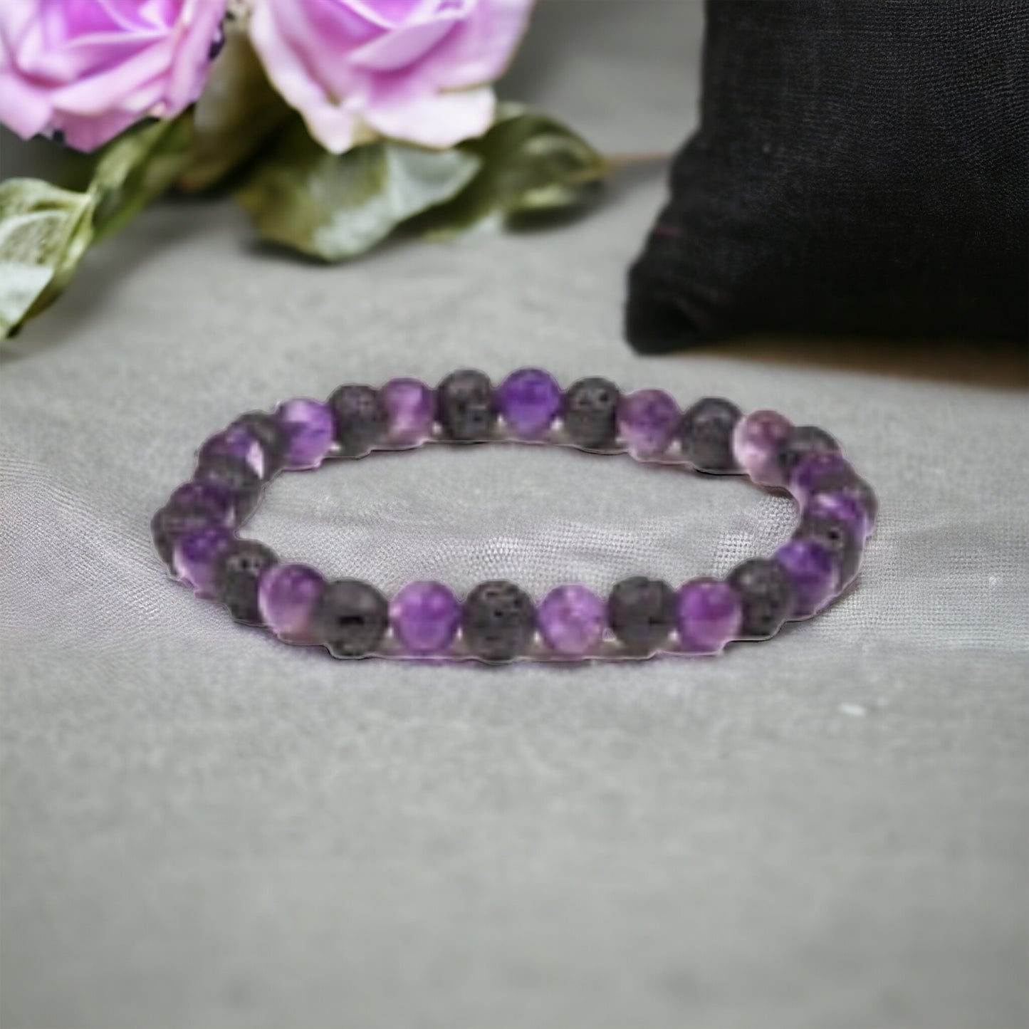 Edelstein Amethyst, Lavastein Armband