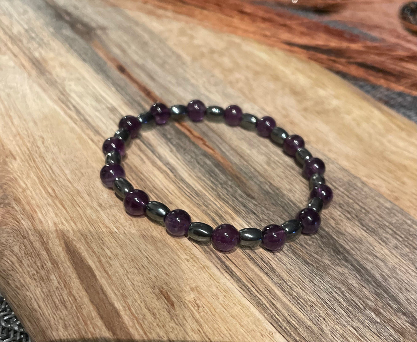 Edelstein Amethyst/ Hämatit Armband