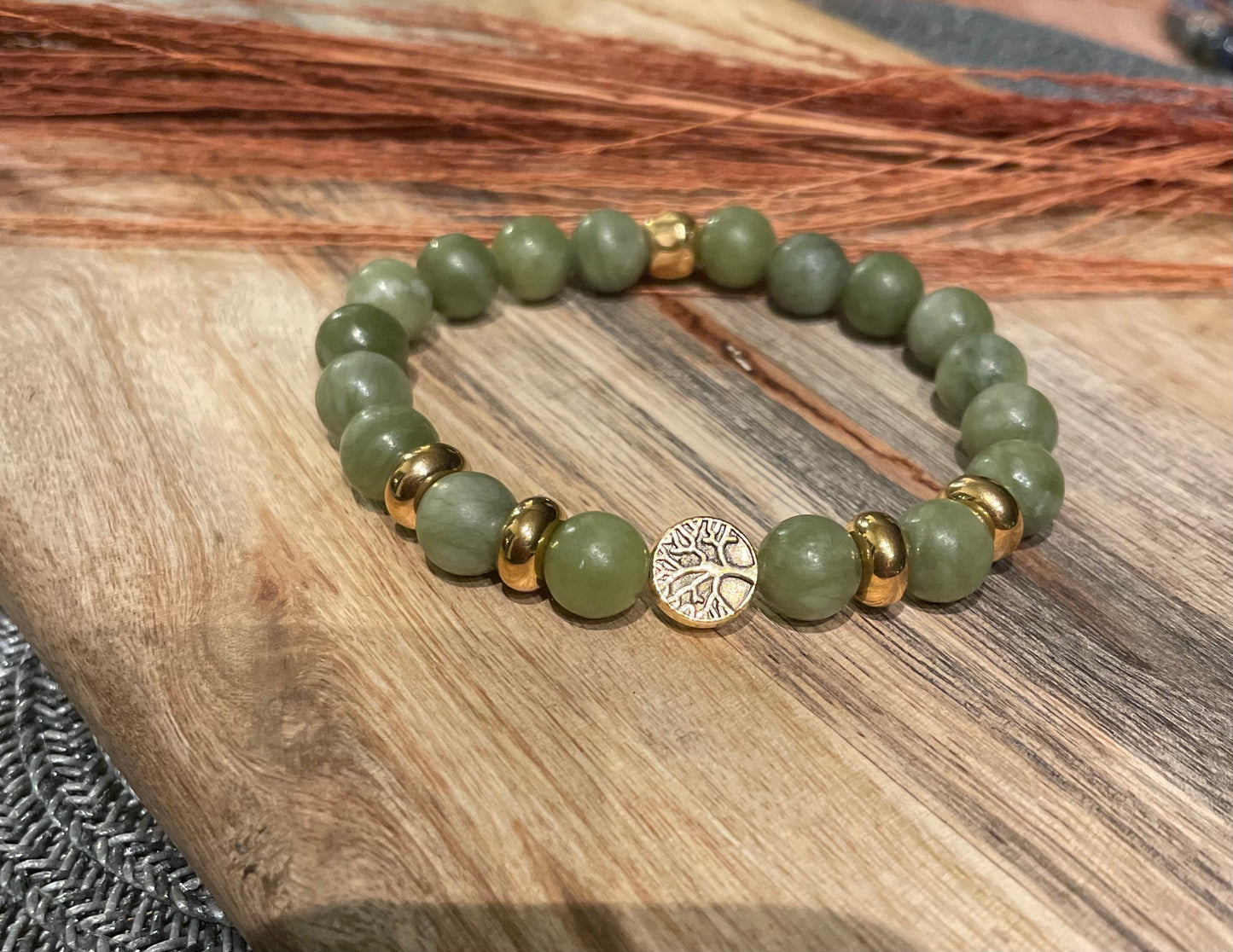 Edelstein Jade Armband mit Baum des Lebens