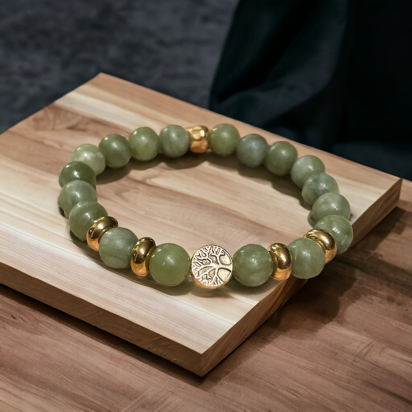 Edelstein Jade Armband mit Baum des Lebens