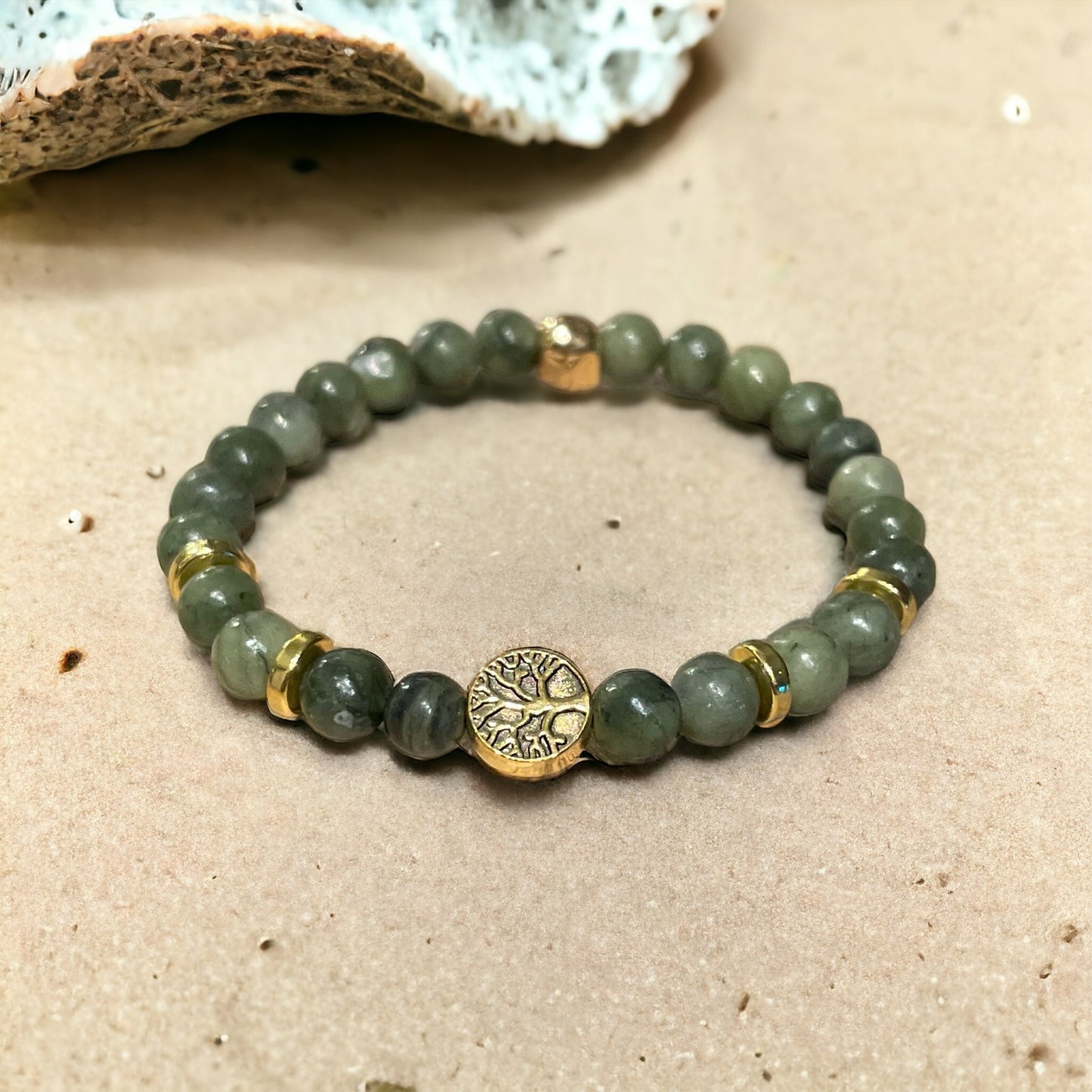 Edelstein Jade Armband mit Baum des Lebens