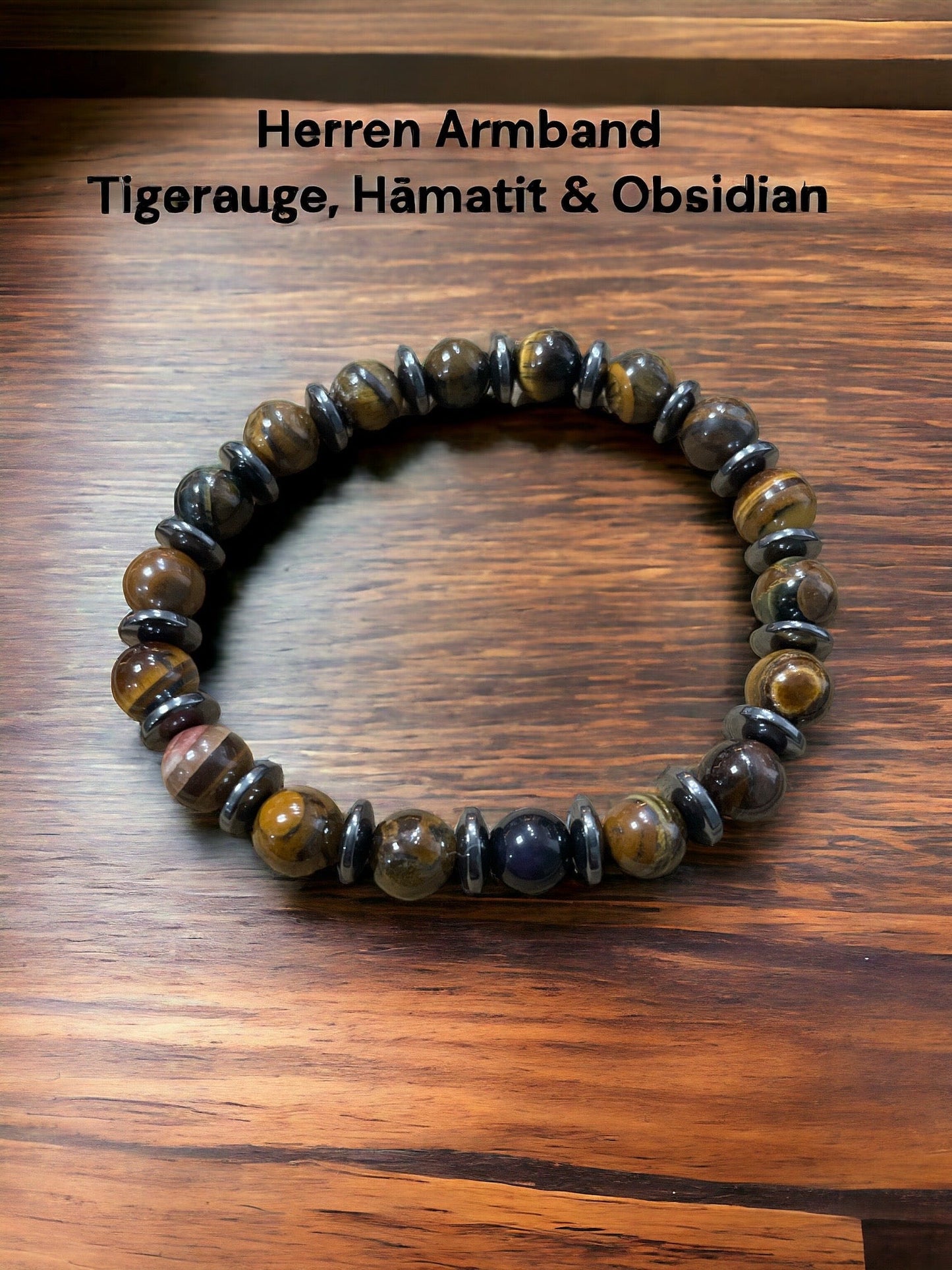 Edelstein Tigerauge, Hämatit, Obsidian for Men