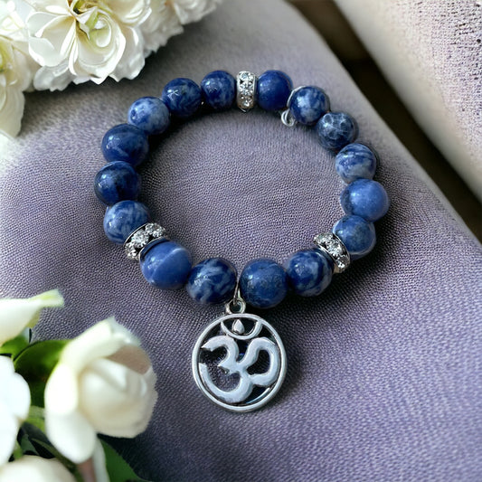 Edelstein Sodalit Armband mit OM