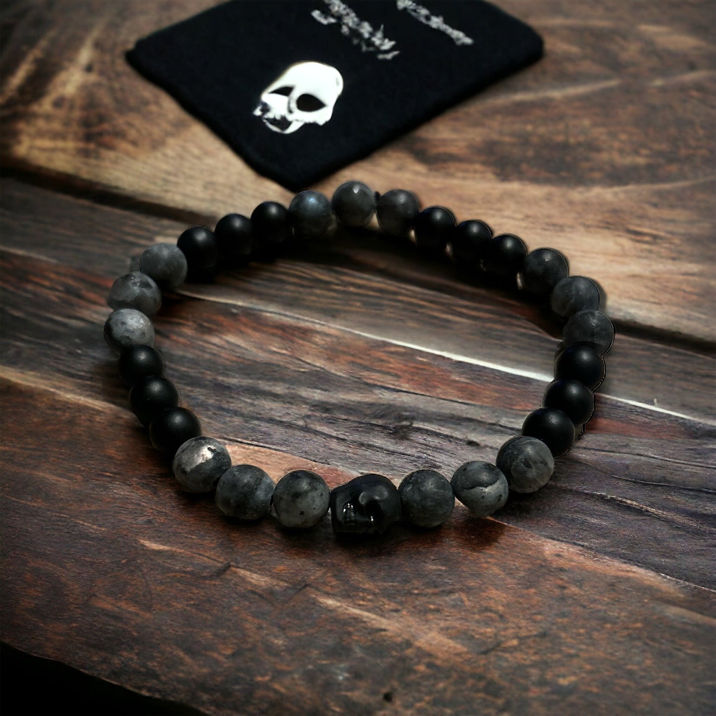 Edelstein Labradorit und Onyx Perlen mit Skull