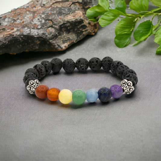 Edelstein Lava Chakra Armband