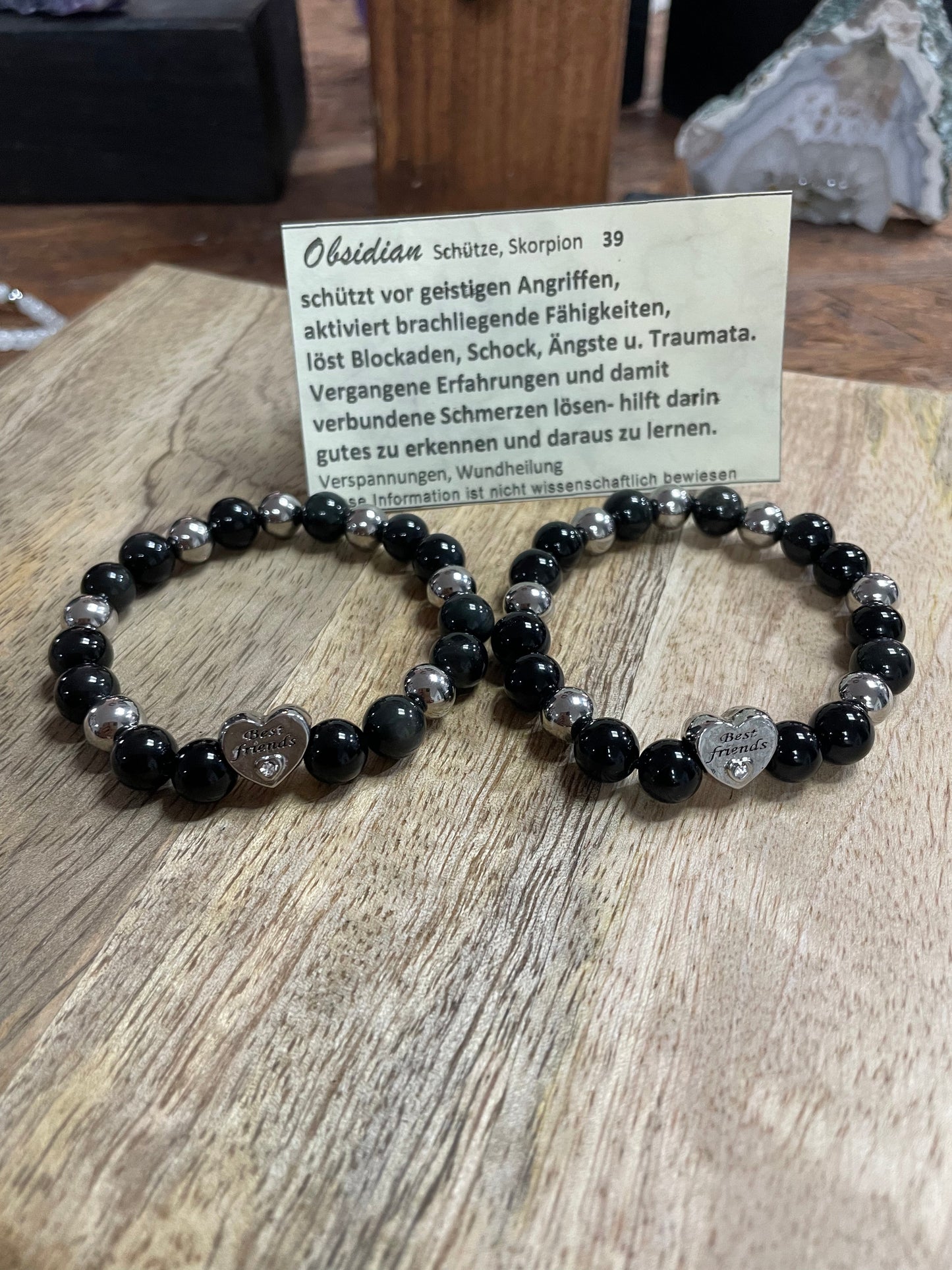 Edelstein Obsidian Armband „best Friends“