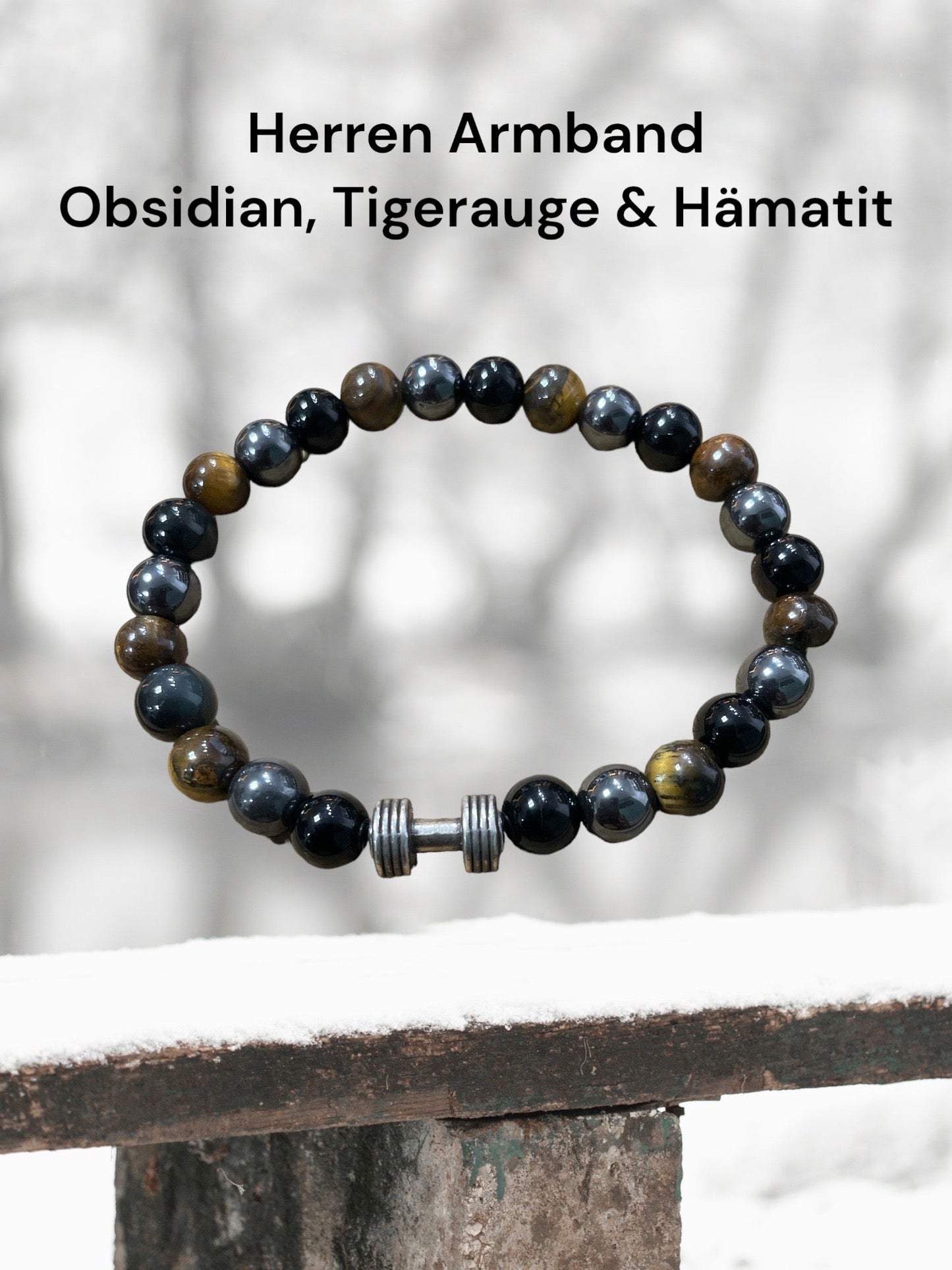 Edelstein Obsidian, Tigerauge, Hämatit & Hantel for Men