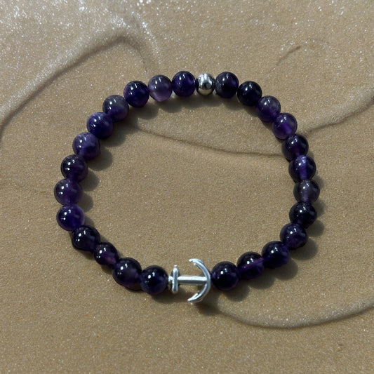 Edelstein Amethyst Armband mit Anker