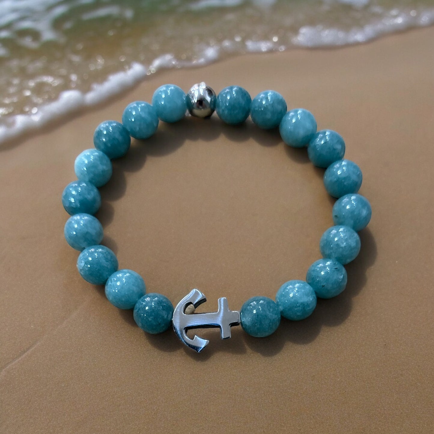 Edelstein Aquamarin Armband mit Anker