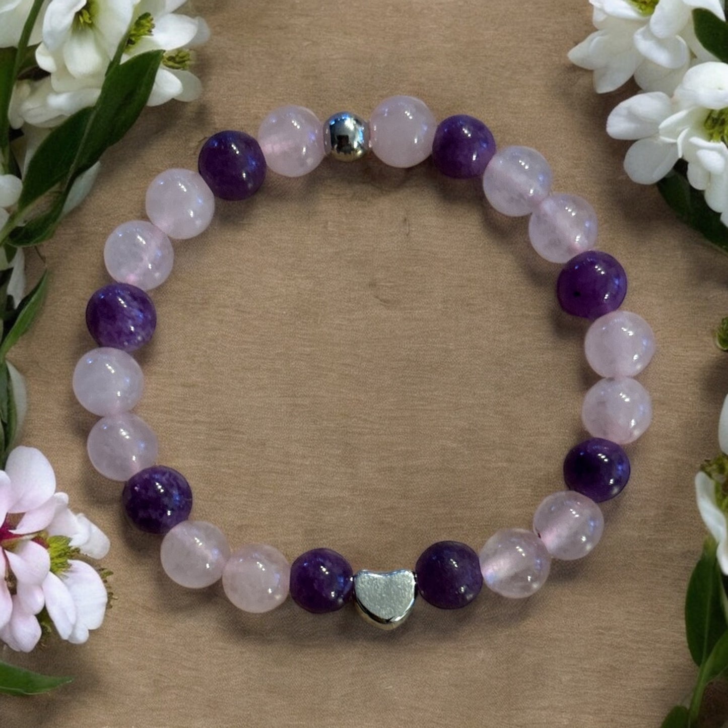 Edelstein Amethyst und Rosenquarz Armband für Kids