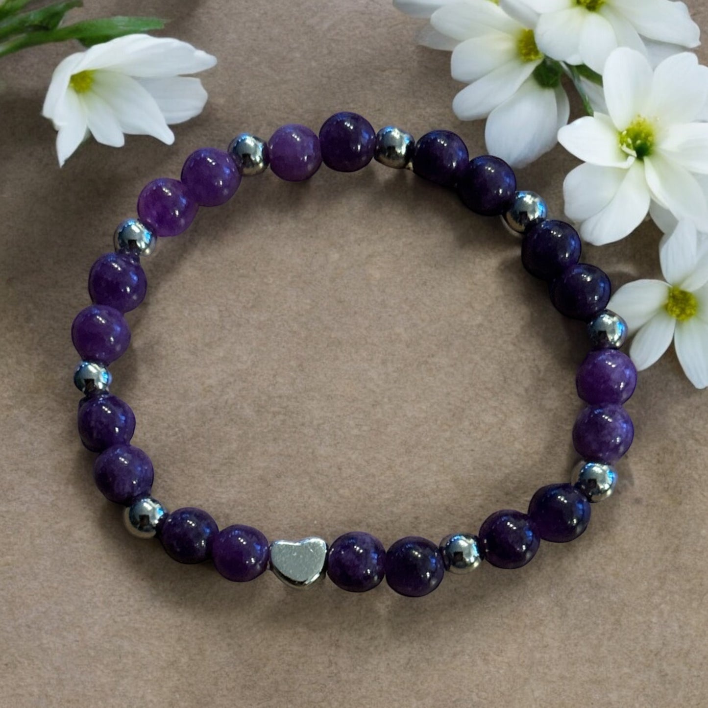 Edelstein Amethyst Armband mit Herz, für Kids