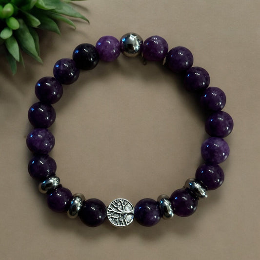 Edelstein Amethyst Armband mit Blume des Lebens