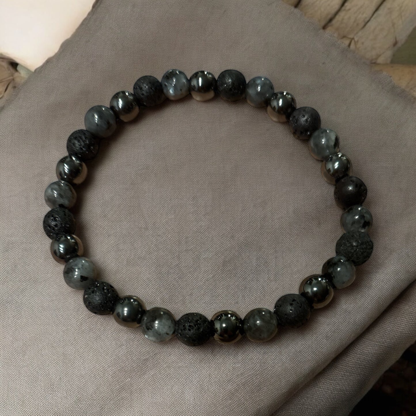 Edelstein Lavastein / Labradorite/ Hämatit Armband for Men oder als Partnerarmband