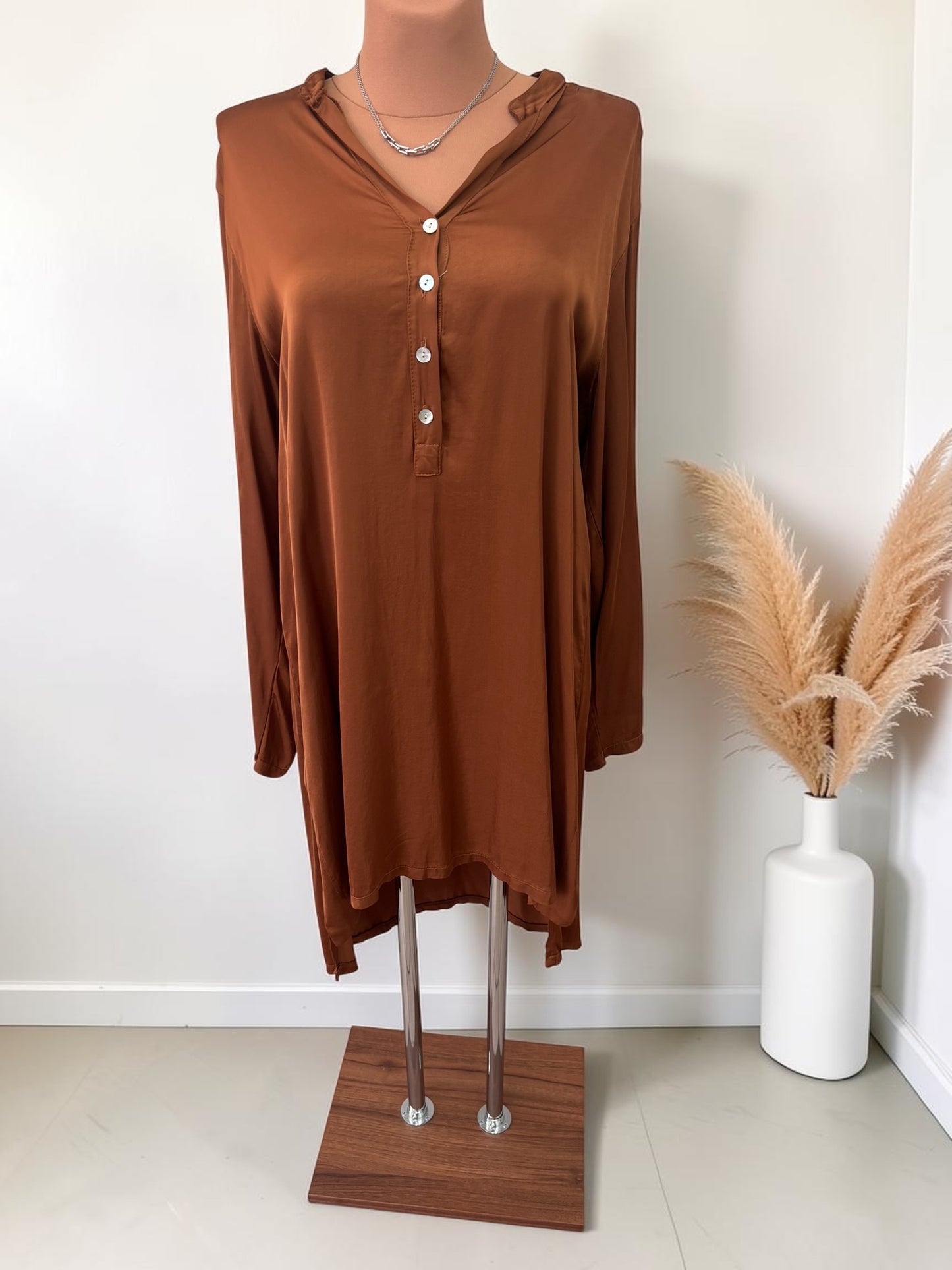 Blusen Kleid Satin mit oder ohne Pulli