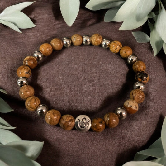 Edelstahl Landschaftsjaspis Armband OM