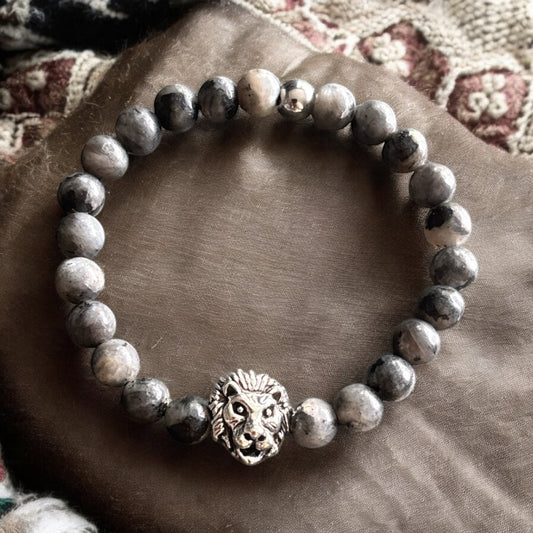 Edelstein Labradorit Armband mit Löwen Kopf