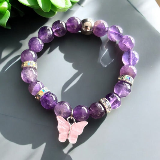 Edelstein Amethyst Armband mit Schmetterling