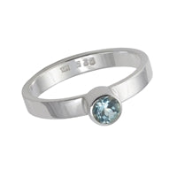 Ring Topas blau, 925 Silber, 4 mm