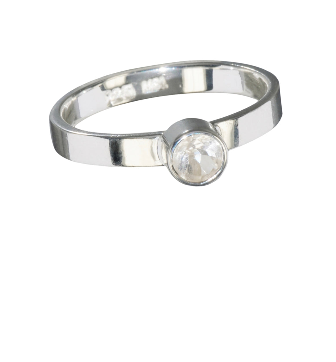 Ring Topas weiss, 925 silber, 4 mm