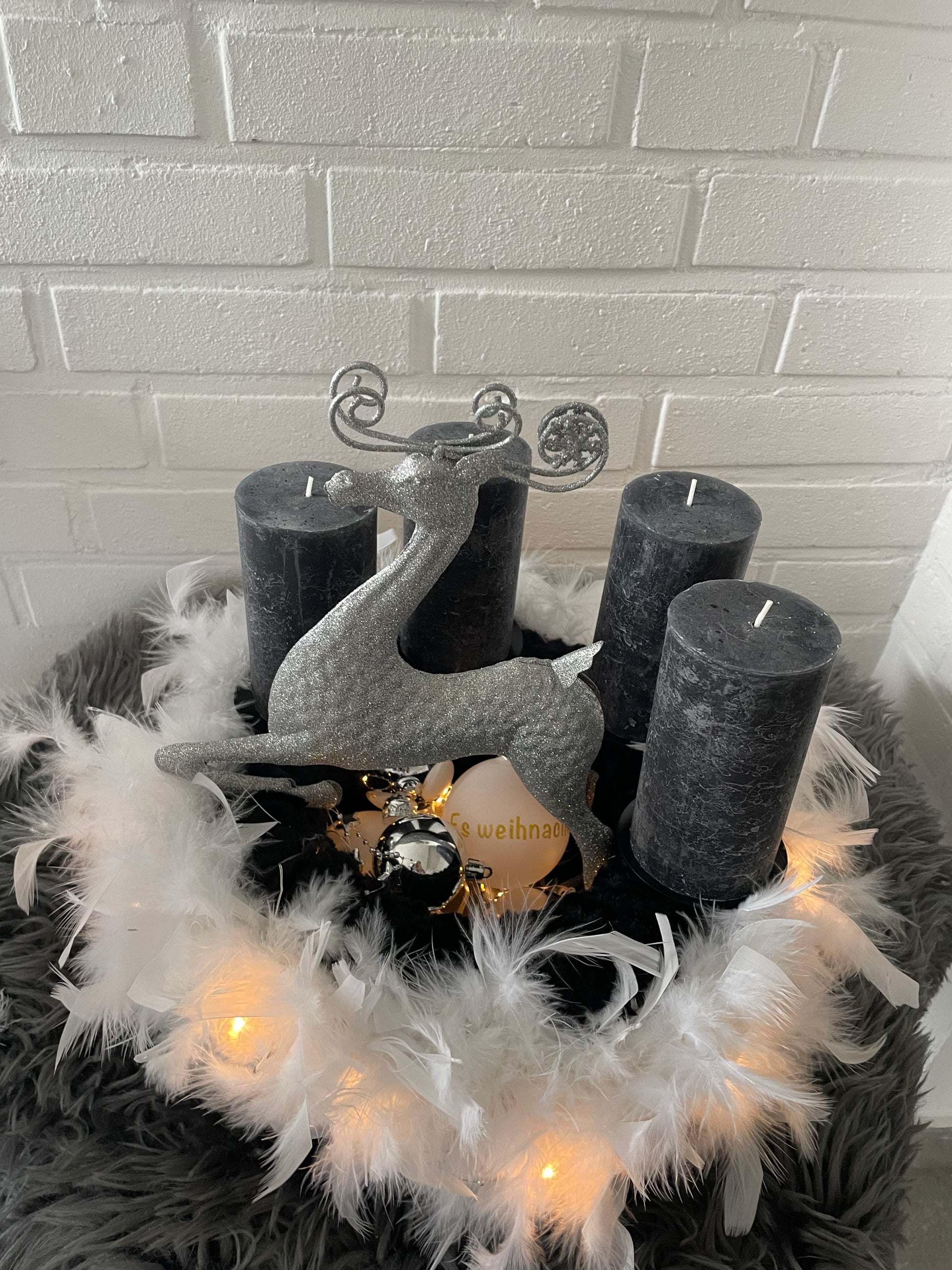 Weihnachten Deko Adventskranz weiß/ grau/ silber – artnature.net